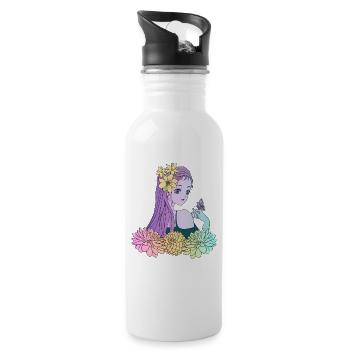 Manga Girl Anime Fille Papillon - Gourde avec paille intégrée - blanc - Droite
