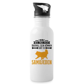 Samojede Engel Schlittenhund Samojeden - Trinkflasche mit integriertem Trinkhalm - Weiß - Rechts