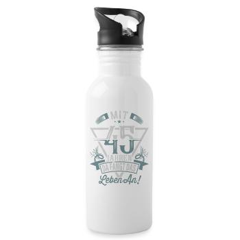 45. Geburtstag Da Fängt Das Leben An - Trinkflasche mit integriertem Trinkhalm - Weiß - Rechts