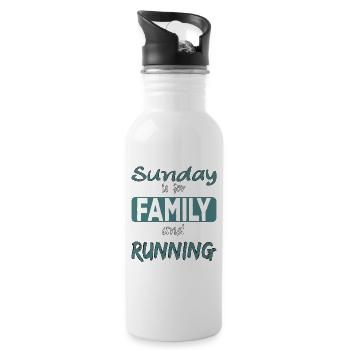Sunday is for family and Running saying - Water bottle with straw - white - Right