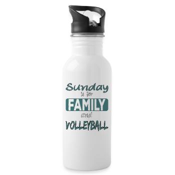 Sunday is for family and Volleyball Spruch - Trinkflasche mit integriertem Trinkhalm - Weiß - Rechts