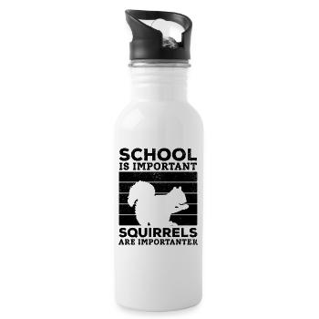 School is important, but squirrels are important - Water bottle with straw - white - Right