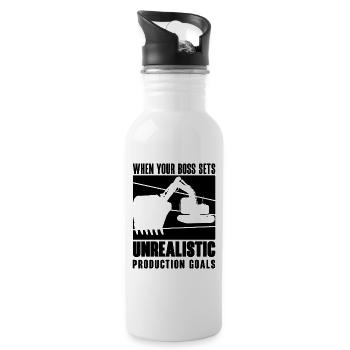 Baggerfahrer Bagger Baggern Arbeiter Geschenkidee - Trinkflasche mit integriertem Trinkhalm - Weiß - Rechts