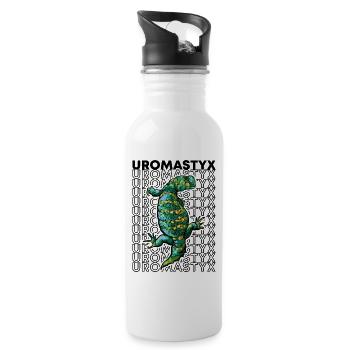Uromastyx 80's Stil Reptilienhalter Eidechse Besitzer - Trinkflasche mit integriertem Trinkhalm - Weiß - Rechts