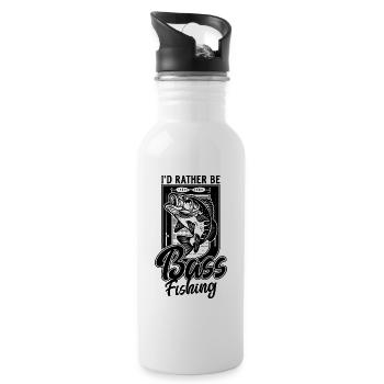 Ich wäre lieber Bass Fish Fishing Funny Fisherman - Trinkflasche mit integriertem Trinkhalm - Weiß - Rechts