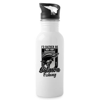 Ich wäre lieber Lachsfischer lustiger Fischer - Trinkflasche mit integriertem Trinkhalm - Weiß - Rechts