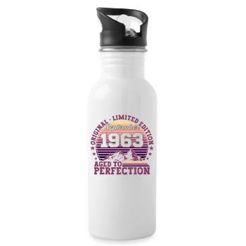 Original September 1963 59th birthday gift - Water bottle with straw - white - Right