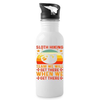 Sloth Hiking Team we will get there when we get... - Water bottle with straw - white - Right
