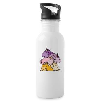 Trixic Flag Pride LGBTQ süße Einhorn - Trinkflasche mit integriertem Trinkhalm - Weiß - Rechts