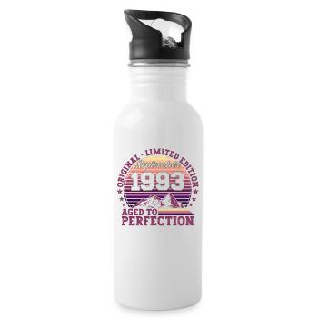 Original September 1993 29th Birthday Gift - Water bottle with straw - white - Right
