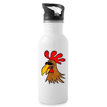 Cool rooster - Trinkflasche mit integriertem Trinkhalm - Weiß - Rechts