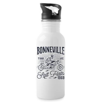 Bonneville Salt Flats Moto Racing Vintage - Gourde avec paille intégrée - blanc - Droite