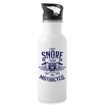 I Don't Snore I Dream I'm A Motorcycle Snoring - Water bottle with straw - white - Right
