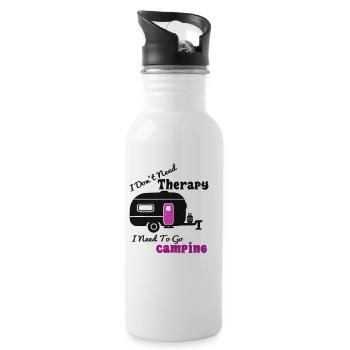 Camping Therapy Nature Outdoor Mountains - Water bottle with straw - white - Right