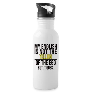 My English Is Not The Yellow Of The Egg - Lustig - Trinkflasche mit integriertem Trinkhalm - Weiß - Rechts