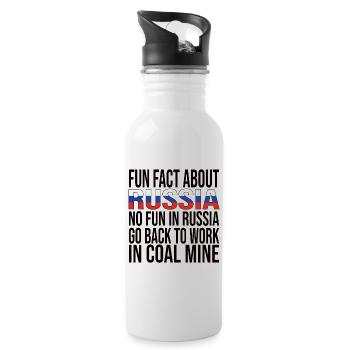 Fun Fact About Russia No Fun In Russia - Water bottle with straw - white - Right