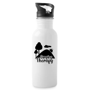 Hiking Nature Outdoor Mountains - Water bottle with straw - white - Right