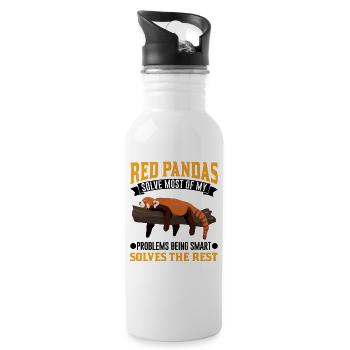 Red Panda Gift Cat Bear Red Panda - Water bottle with straw - white - Right
