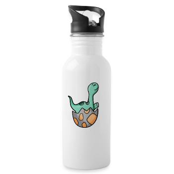 Dinosaurier Ei Dino Motiv - Trinkflasche mit integriertem Trinkhalm - Weiß - Rechts