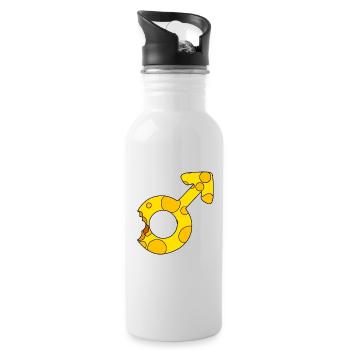 Male gender - Mars symbol - Water bottle with straw - white - Right