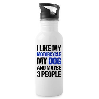 Motard J’aime Mon Chien Moto & Peut-être 3 Personnes - Gourde avec paille intégrée - blanc - Droite