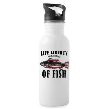 Life Liberty & The Pursuit Of Fish USA Fishing - Gourde avec paille intégrée - blanc - Droite