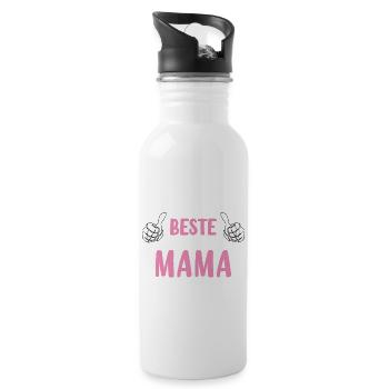 so sieht die beste Mama der Welt aus - Trinkflasche mit integriertem Trinkhalm - Weiß - Rechts