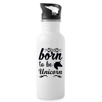 Né pour être une licorne Licorne - Gourde avec paille intégrée - blanc - Droite