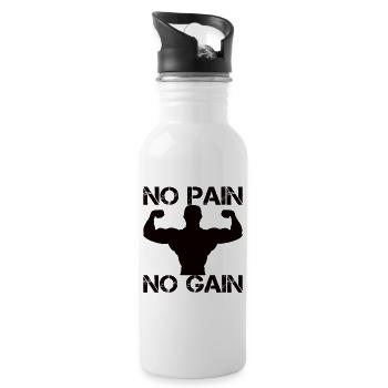 Pas de douleur, pas de gain - Fitness Muscle Building Workout - Gourde avec paille intégrée - blanc - Droite