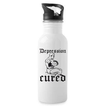 Depression Guéri - Funny Fitness Saying - Gourde avec paille intégrée - blanc - Droite