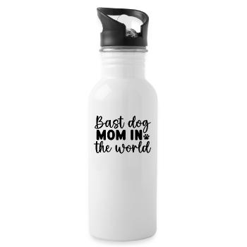 The best dog mom in the world - Water bottle with straw - white - Right