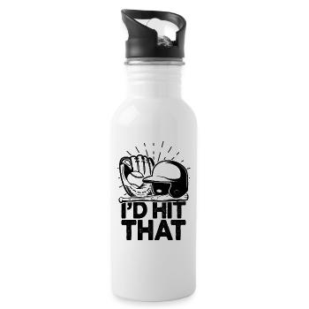 Ich würde diesen lustigen Baseball-Fan treffen - Trinkflasche mit integriertem Trinkhalm - Weiß - Rechts