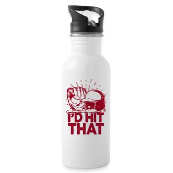 Ich würde diesen lustigen Baseball-Fan treffen - Trinkflasche mit integriertem Trinkhalm - Weiß - Rechts