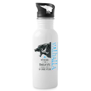Grizzly Bear Valhalla Viking Bear Wotan Knots - Water bottle with straw - white - Right