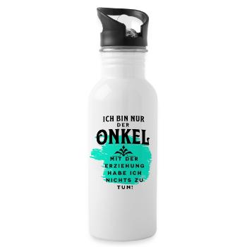 Der Onkel und die Erziehung - Trinkflasche mit integriertem Trinkhalm - Weiß - Rechts