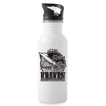 Let's Get Kraken Funny Squid Marine Biologist Sea - Water bottle with straw - white - Right