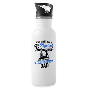 Physiotherapist Father Physiotherapy Papa Physio - Water bottle with straw - white - Right