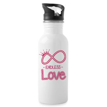 eternal love symbol - Water bottle with straw - white - Right