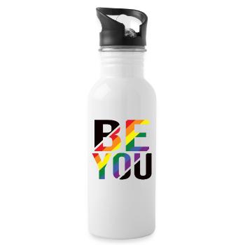 Be You Gay Pride Gay CSD Arc-en-ciel - Gourde avec paille intégrée - blanc - Droite