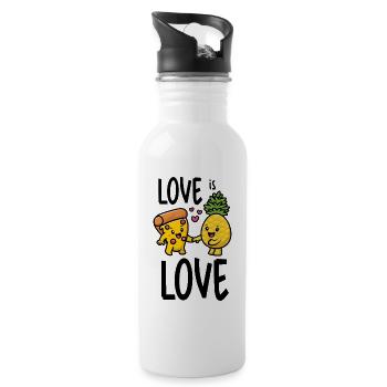 Pineapple Belongs On Pizza Funny Food Love Is Love - Water bottle with straw - white - Right
