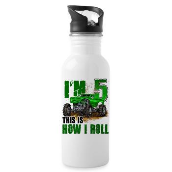 5ème anniversaire Monster Truck pour garçons et filles 5 ans - Gourde avec paille intégrée - blanc - Droite