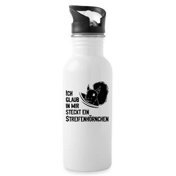 Eichhörnchen Ich Glaub In Mir Steckt Ein - Trinkflasche mit integriertem Trinkhalm - Weiß - Rechts