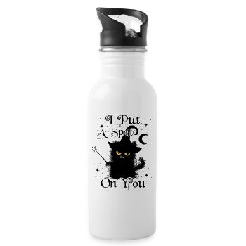I Put A Spell On You Wuschelige Katze Zauberstab - Trinkflasche mit integriertem Trinkhalm - Weiß - Rechts