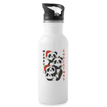 Panda Arbre de Noël Animaux de Noël Pandas - Gourde avec paille intégrée - blanc - Droite