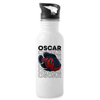 Oscar Fish 80's Style Monster Fischhüter - Trinkflasche mit integriertem Trinkhalm - Weiß - Rechts