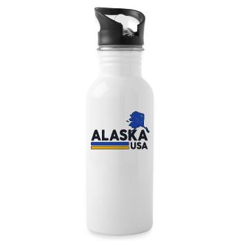 Alaska USA Shirt Alaskan Retro Vintage Home State - Water bottle with straw - white - Right