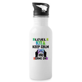 Level KITA keep calm and game on - Trinkflasche mit integriertem Trinkhalm - Weiß - Rechts