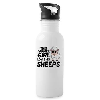 Farmer Farm Girl Love - Water bottle with straw - white - Right
