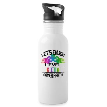 Level KITA keep calm and game on - Trinkflasche mit integriertem Trinkhalm - Weiß - Rechts