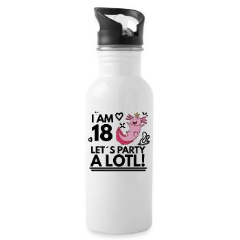 18. Geburtstag Axolotl Ich Bin 18 - Trinkflasche mit integriertem Trinkhalm - Weiß - Rechts